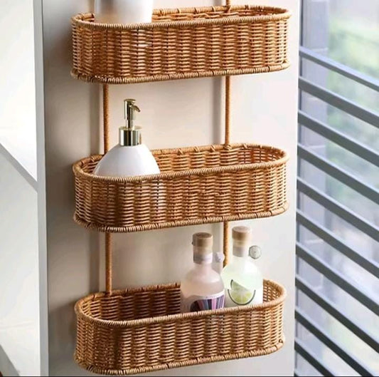 3 layer rattan shower caddy