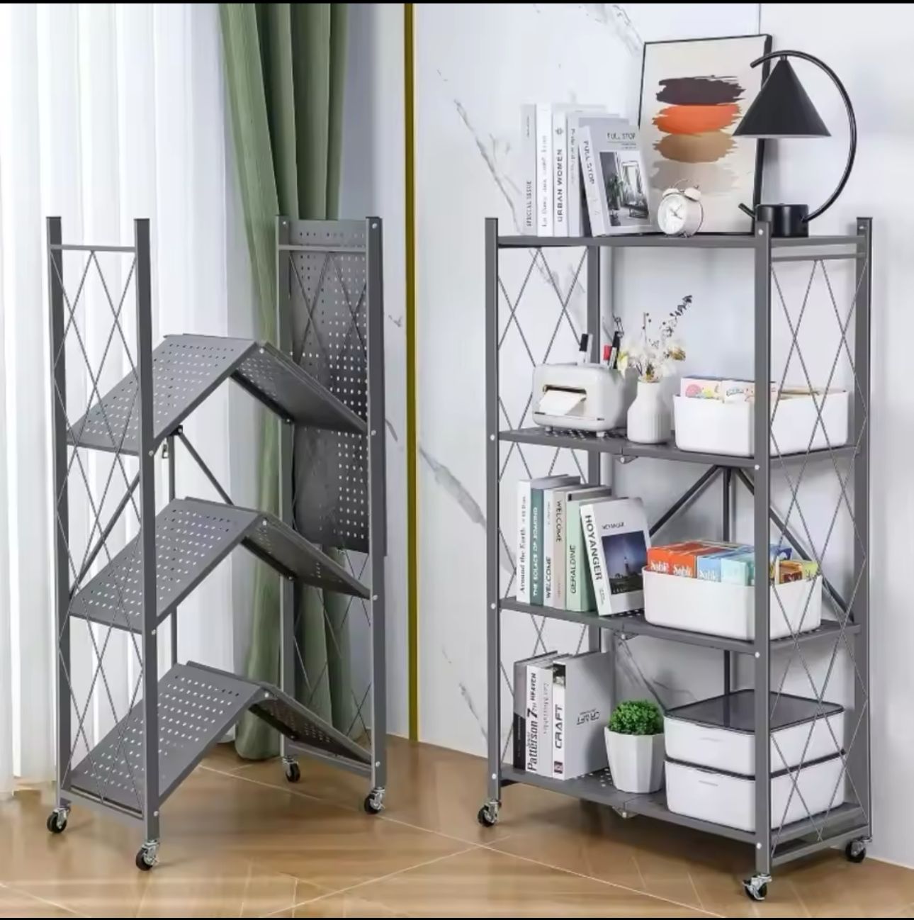 5_Tier Foldable Multipurpose Rack With Shelves & Wheels