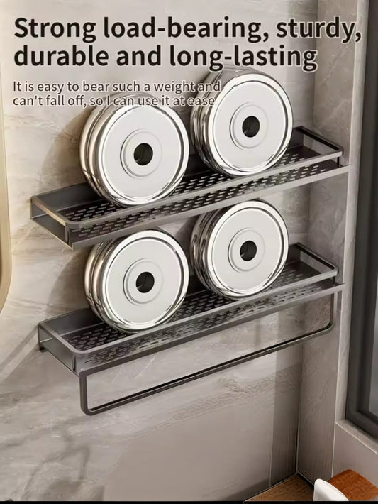 Bathroom Wall Shelf with Towel Bar