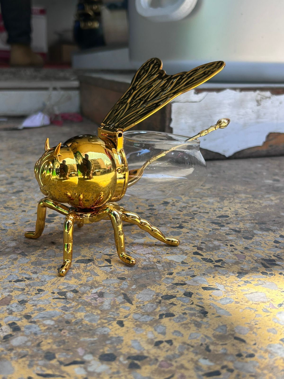 Elegant Golden Bee Honey Jar
