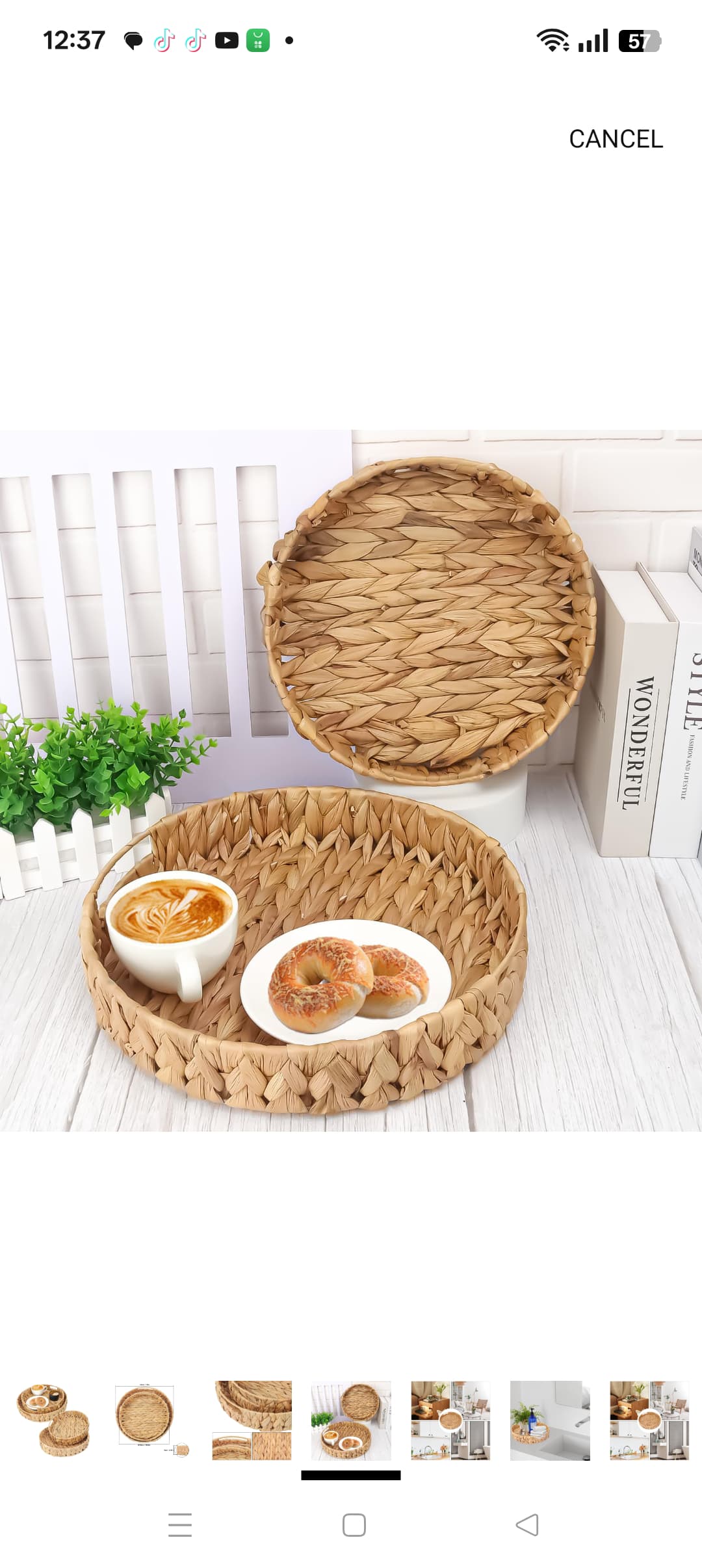 3Pcs Decorative Handmade Wicker Tray