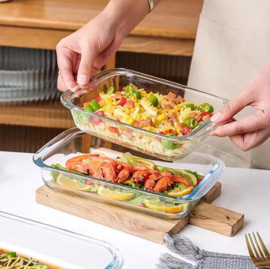 3pcs BAKING & MICROWAVEABLE glass casserole tins