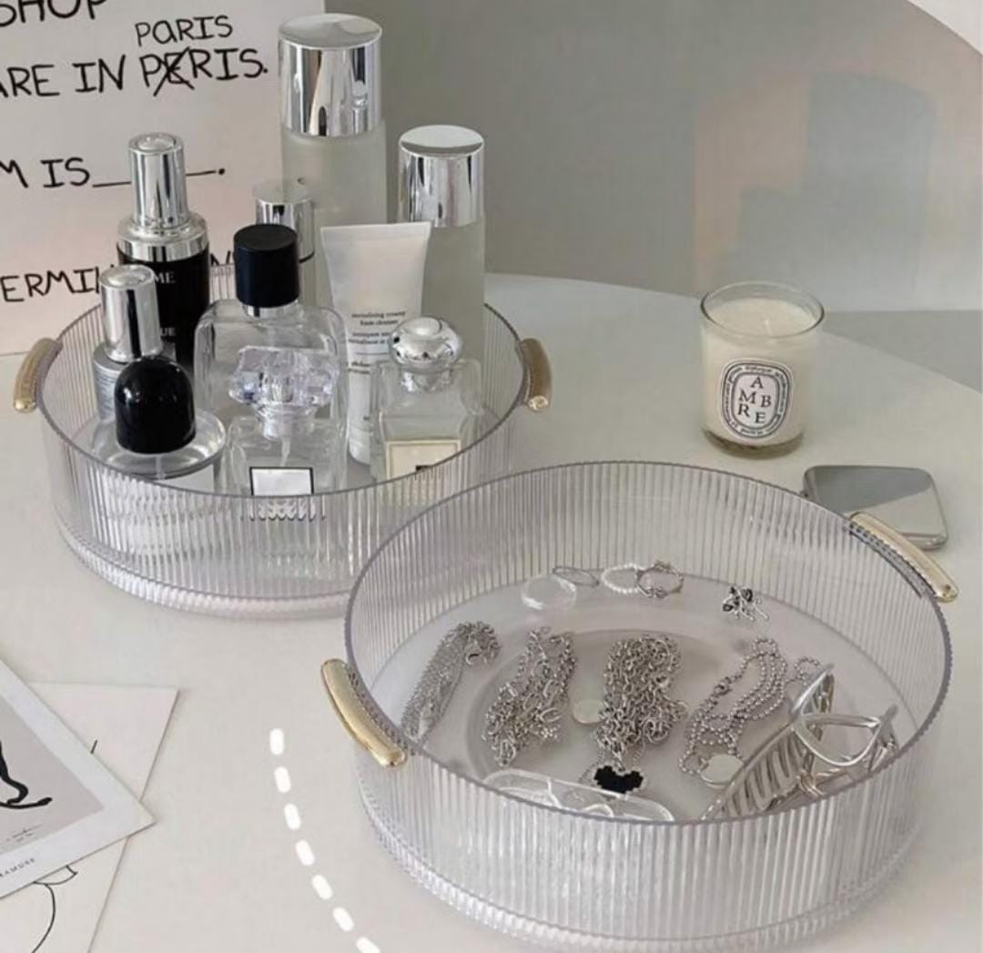 Ribbed acrylic lazy Susan/cosmetic organizer .