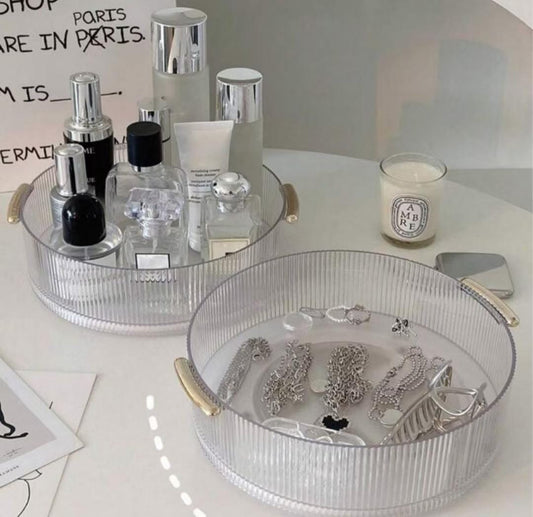 Ribbed acrylic lazy Susan/cosmetic organizer .