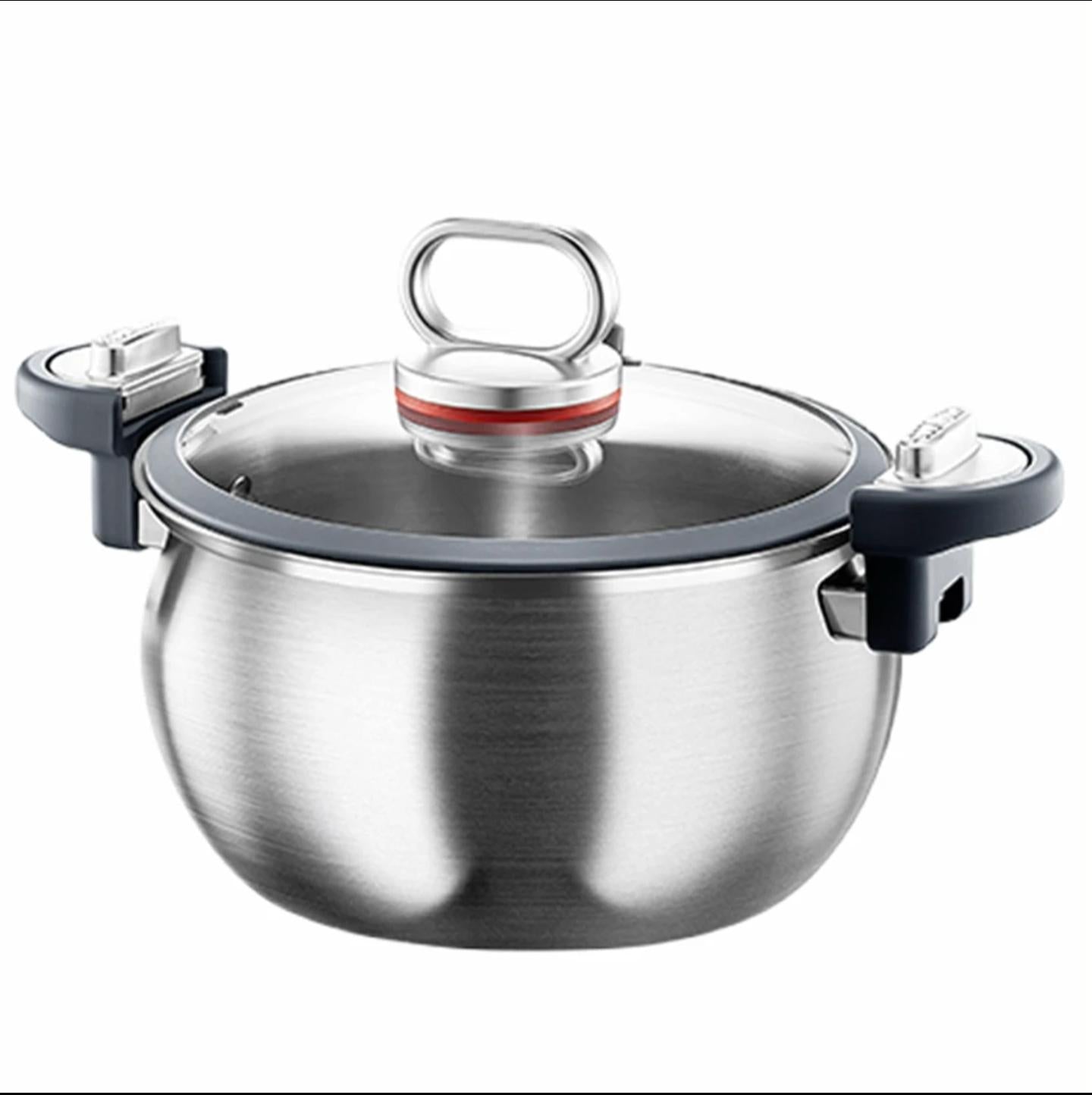 304 Triply stainless 2in1 multipurpose micro pressure cooker with a steamer pot.