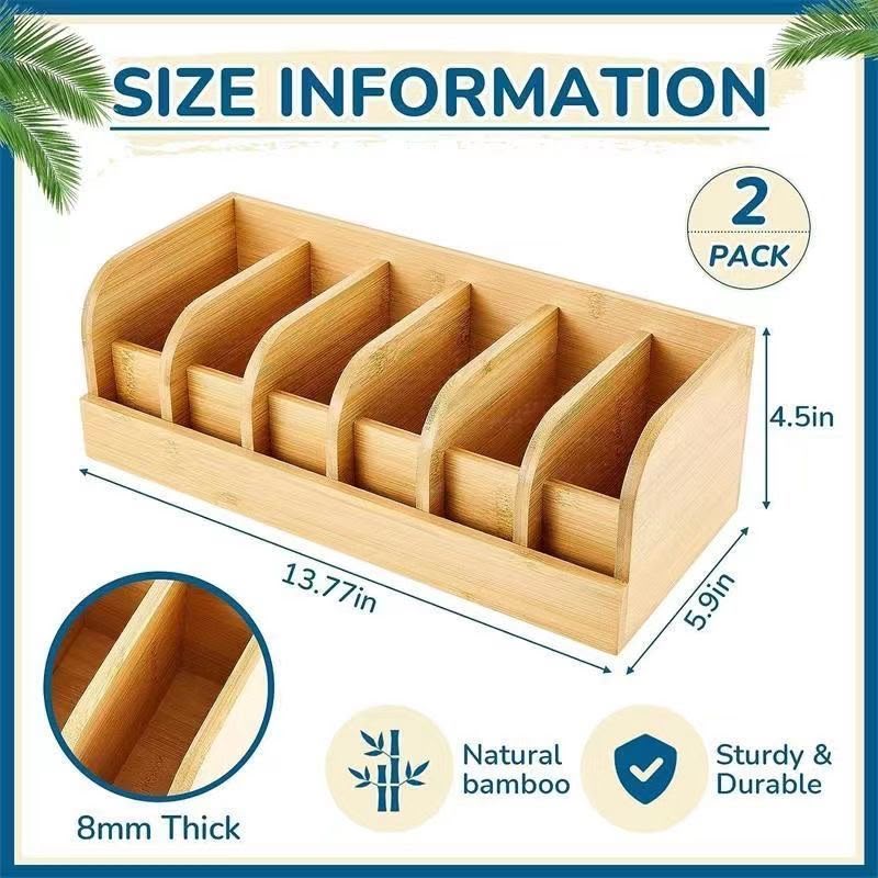6 Slot Premium bamboo belt organizer