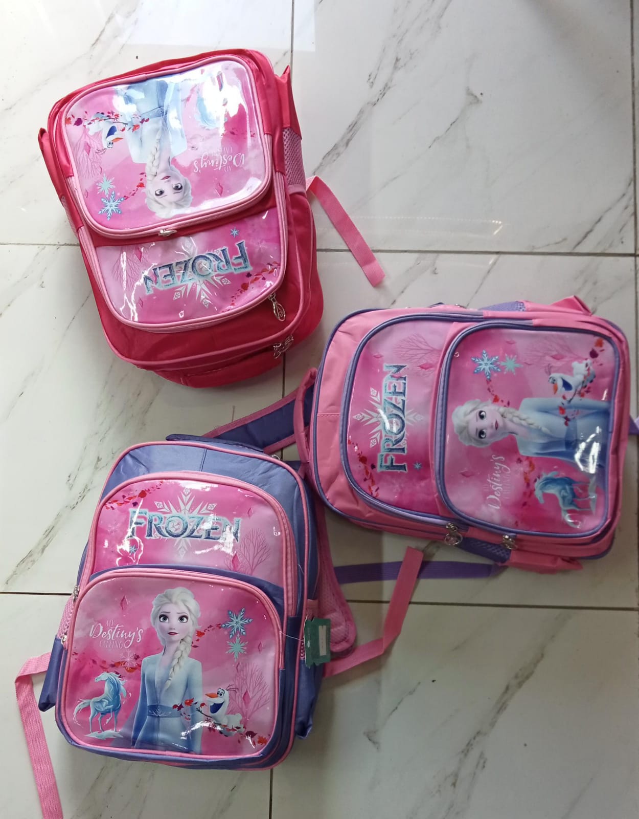 Disney Cartoon 3 compartment School Bag, Ideal for grade 1-4, Cute Girls Primary School Bag Frozen Elsa/Anna Backpack Kindergarten Gift