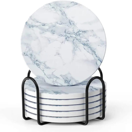 6 Pcs Marble Style Ceramic Coasters