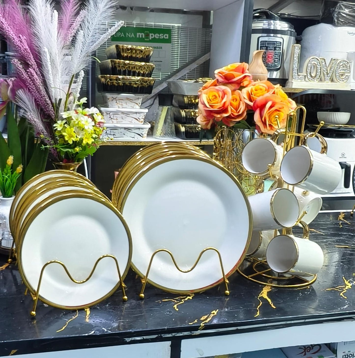 18pcs Gold ring dinner set