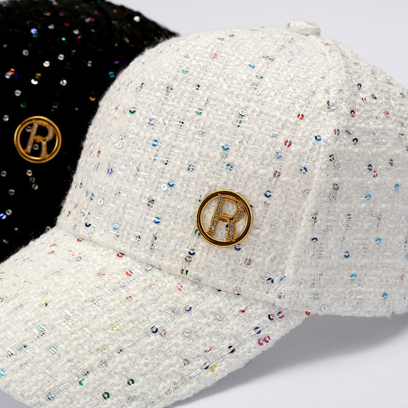 Korean Style Color Dot Fashion Visor Hat Spring Autumn Alphabet R Sequin Baseball Cap Adjustable Unisex Hat