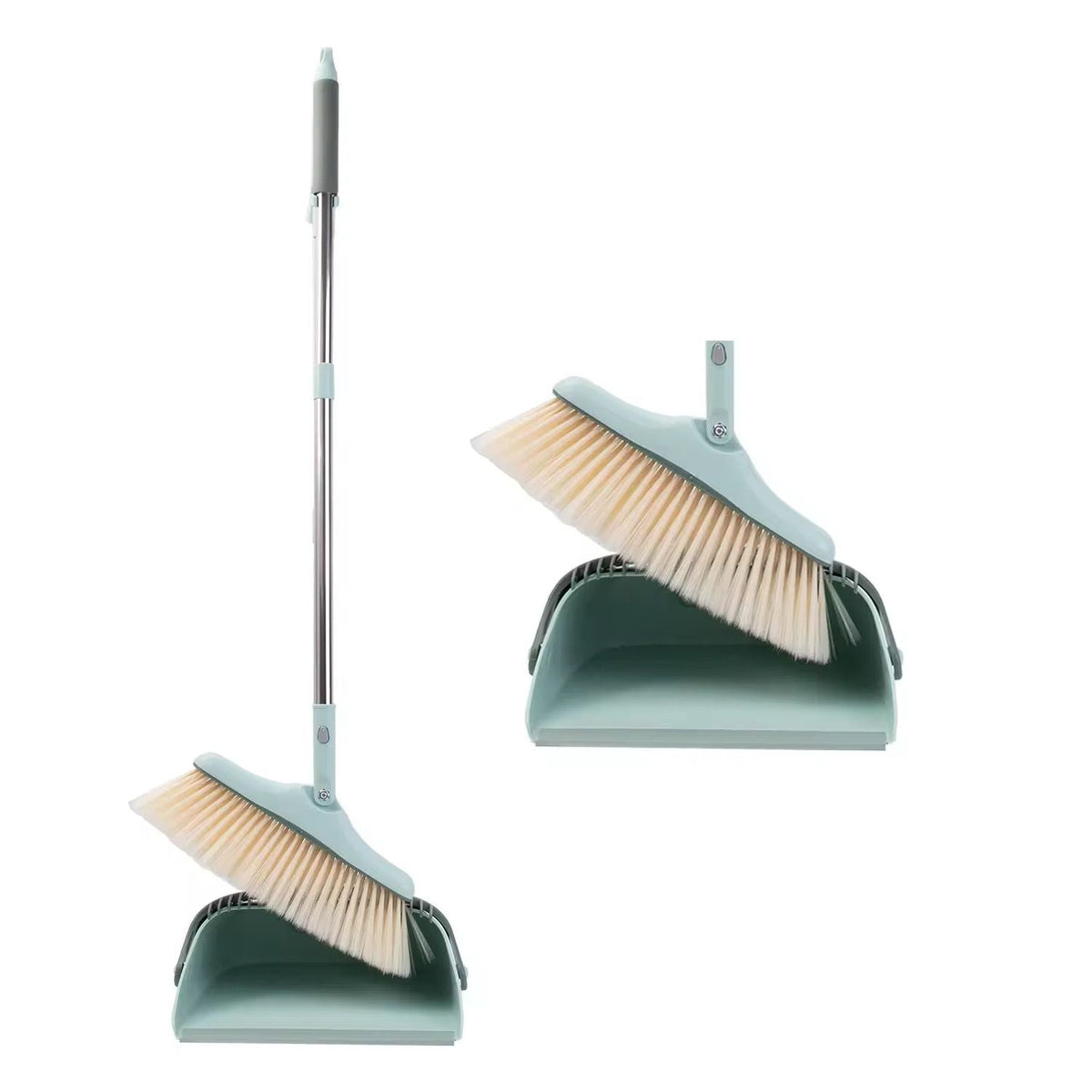 Broom and scoop folding dustpan set