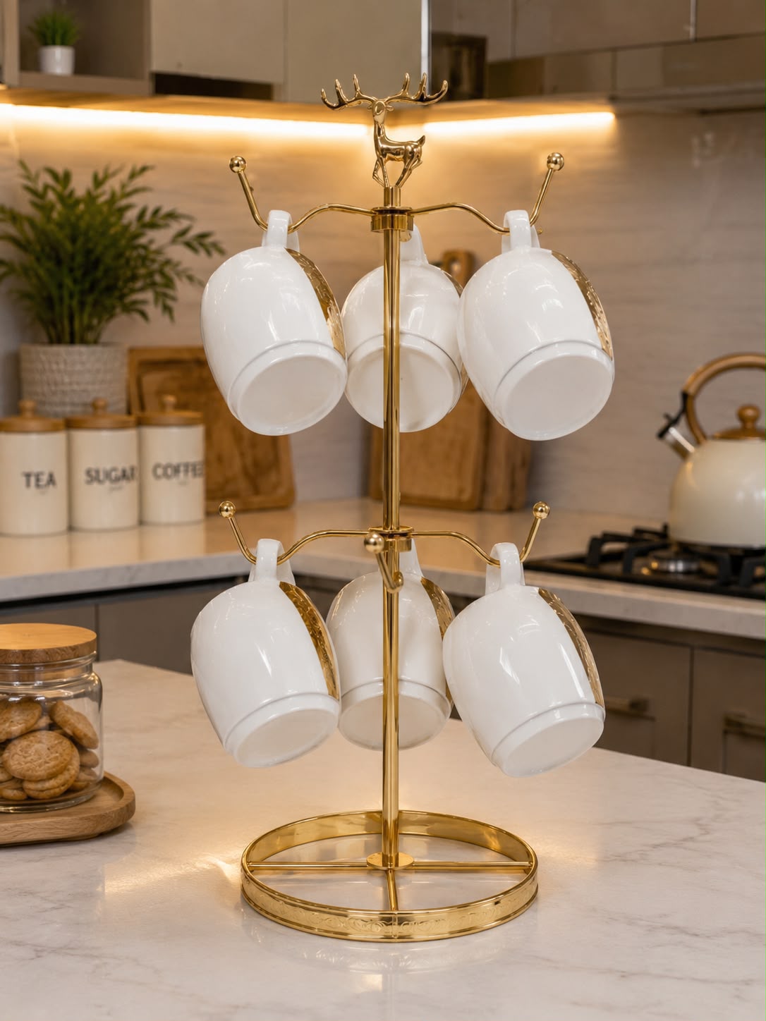 Gold 6-Cup Mug Stand