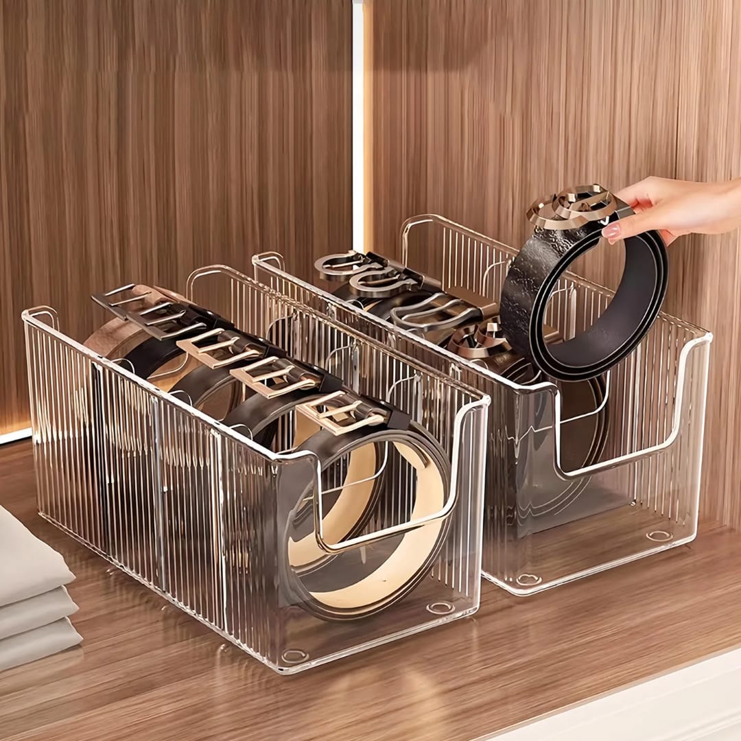 Space Saving Large Capacity Storage Container Removable Dividers Transparent Display Rack Stackable Organizing Box Kitchen