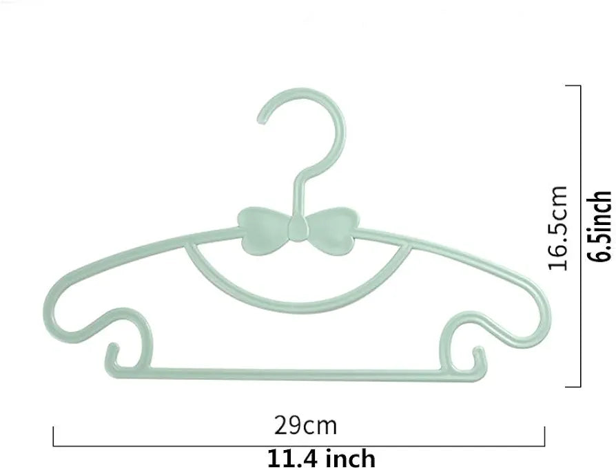 Pastel-colored plastic kids clothes hangers.