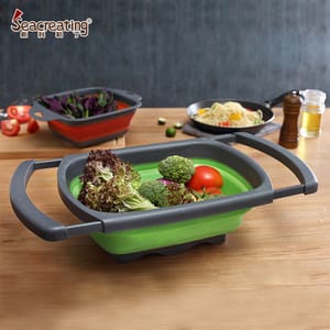 Rectangular expandable big handles collapsible colander drainer