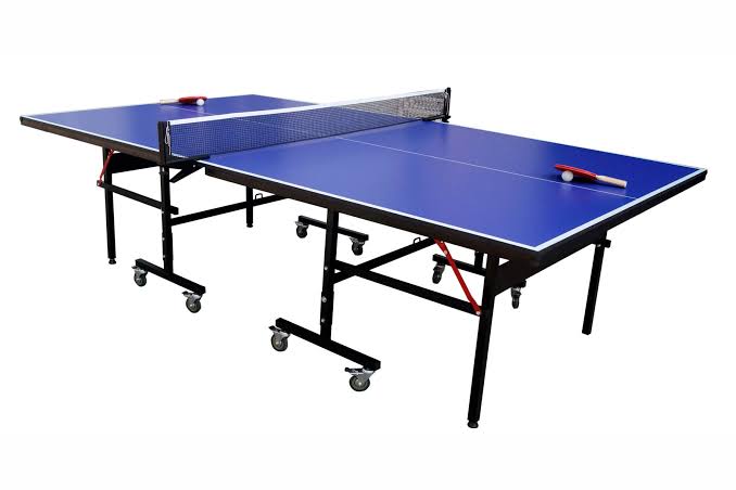 Indoor blue table tennis table