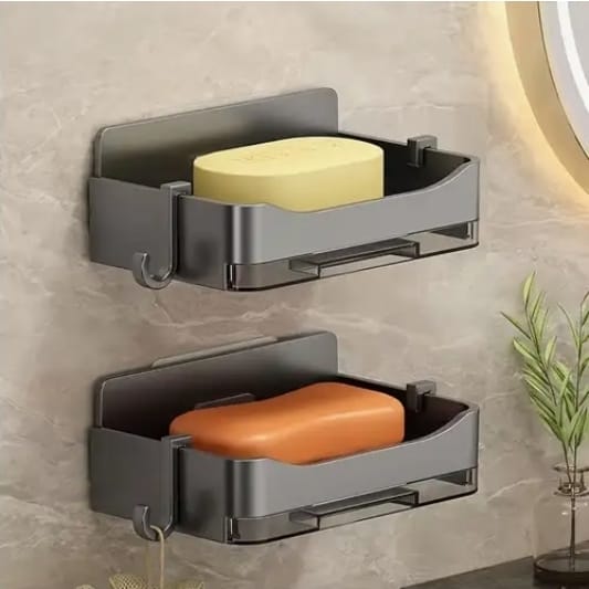 Soap dish with drain tray +2 hooks