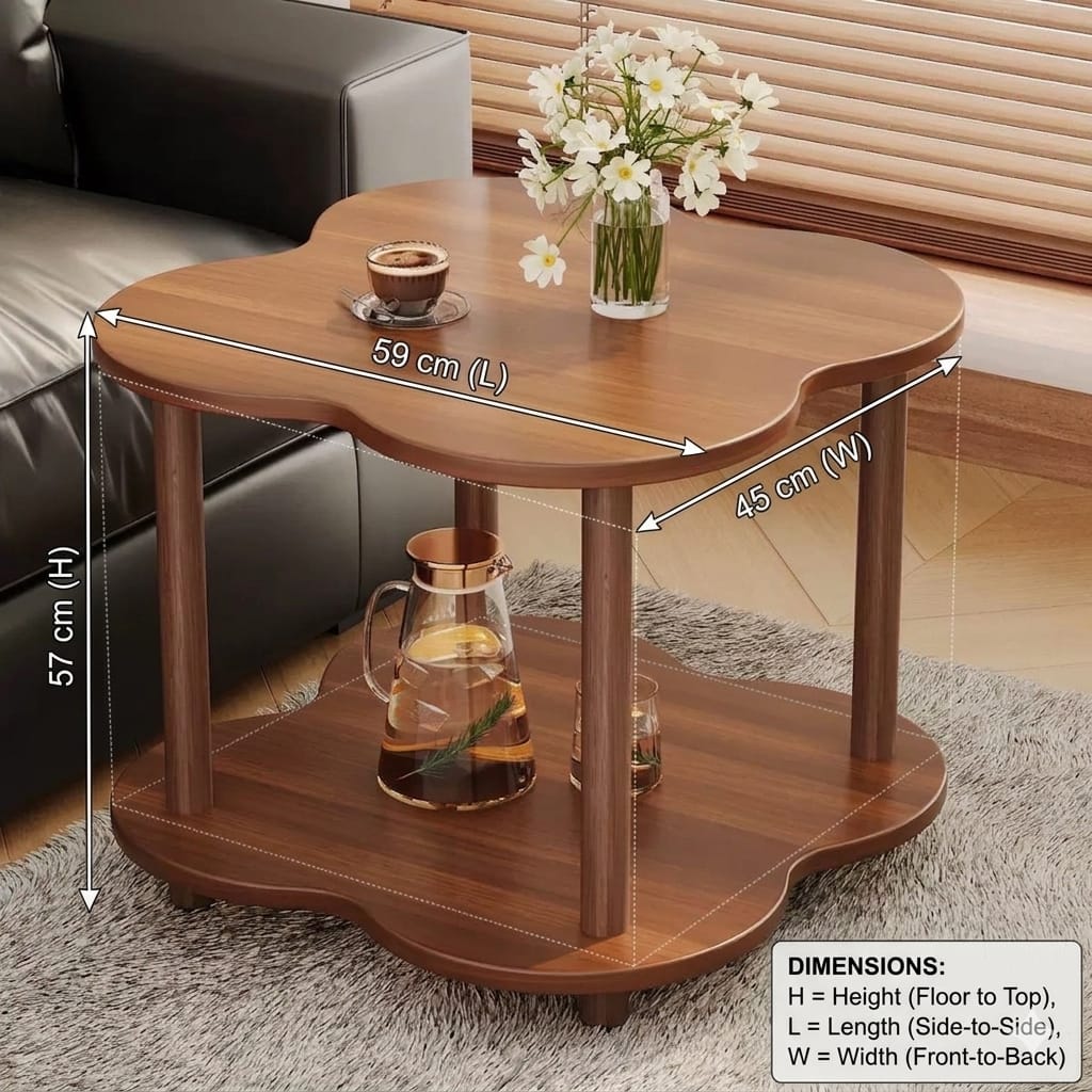 Modern Wooden Flower Shape Vintage Side Table