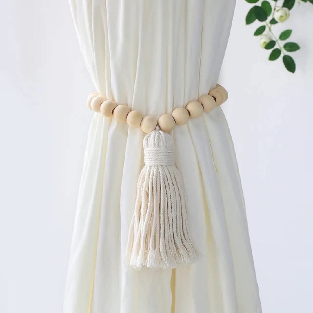 Macrame curtain  tiebacks with tassel