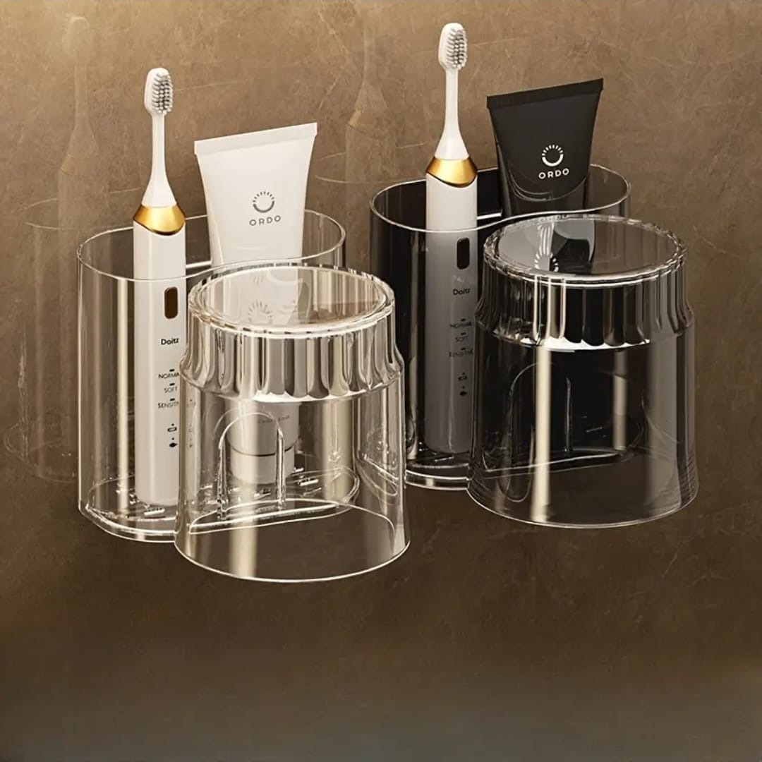 Wall-mounted toothbrush holder with gargle cup