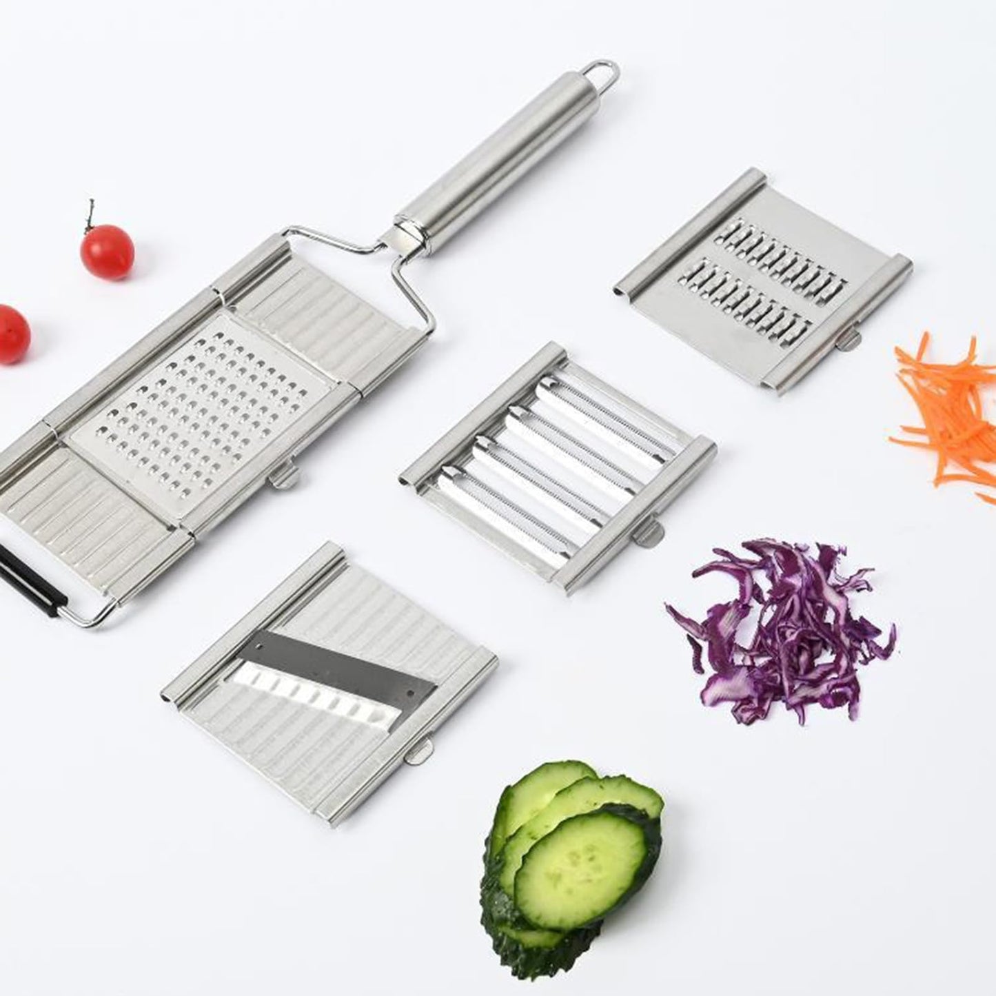 New generation 4in1 stainless steel multiple grater with 4 interchangeable blades
