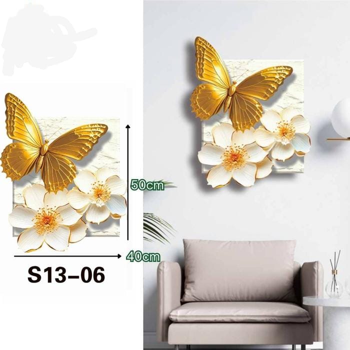 3D Wall Wallpaper Embossed Butterflies & Flowers (MIN 2 SHEETS)