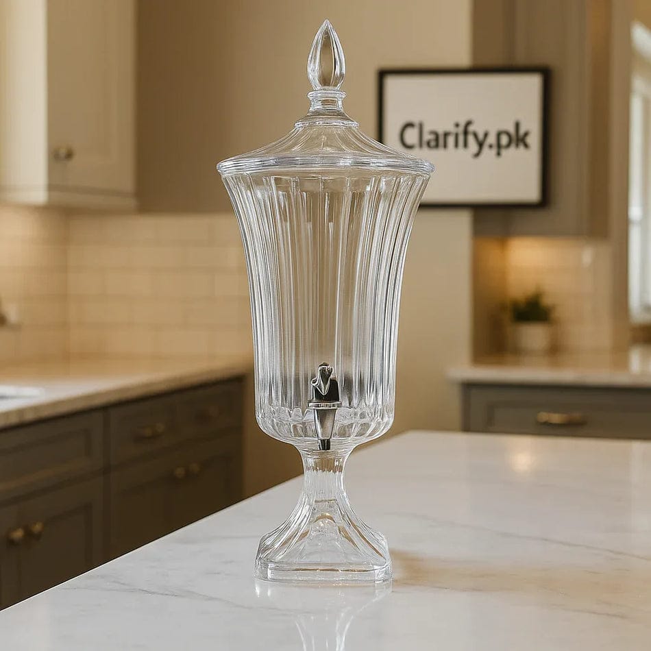 5ltr Luxury Ribbed Crystal Glass Beverage Dispenser with Tap & Lid