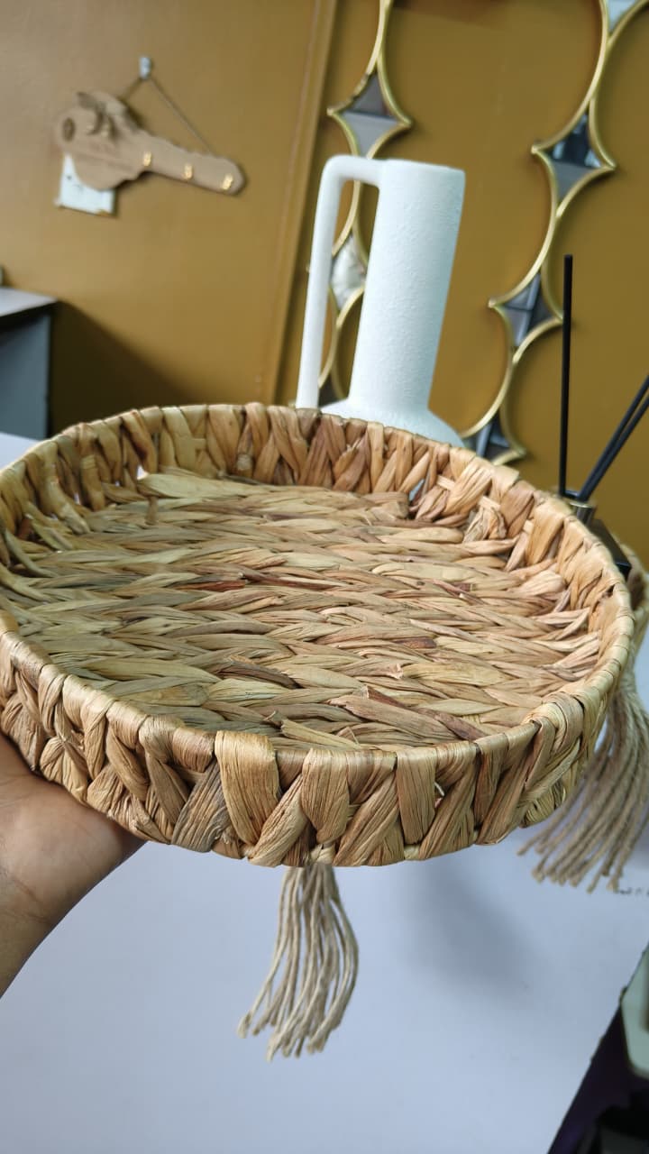 3Pcs Decorative Handmade Wicker Tray