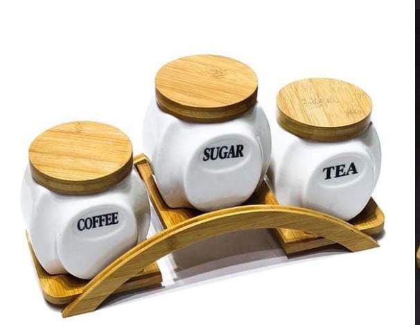 Round shape ceramic Canister (Sugar, coffee and Tea)