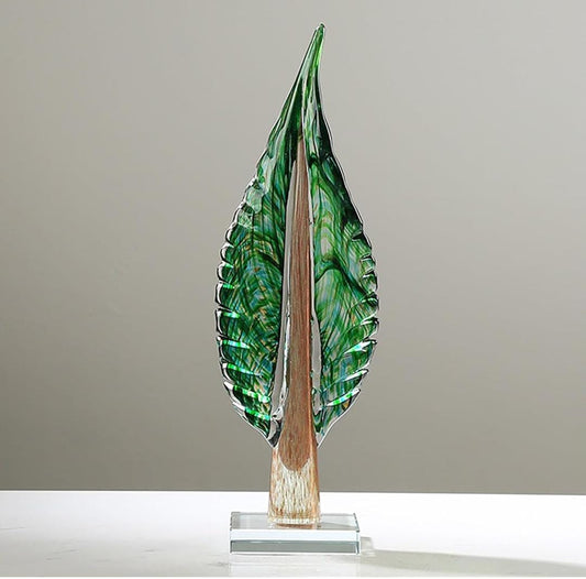 Modern abstract leaf statue decor.