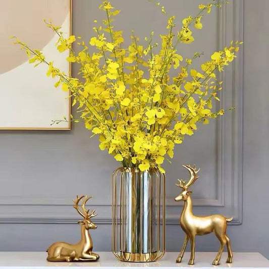 Modern Nordic luxury home decor contemporary metal bird cage shape flower glass vase