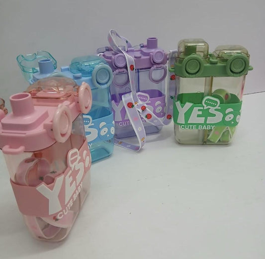 2 in 1 cartoon themed kids water bottle