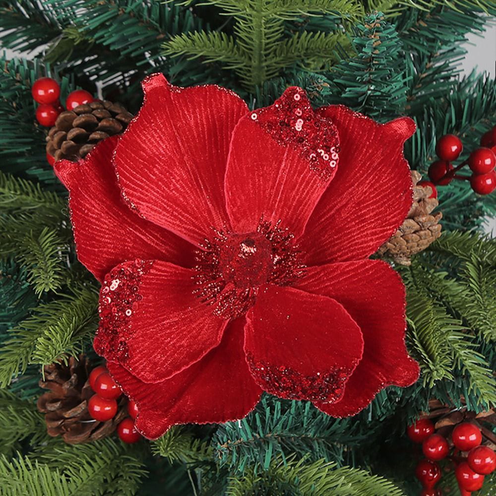Red Artificial Flowers Champagne Christmas