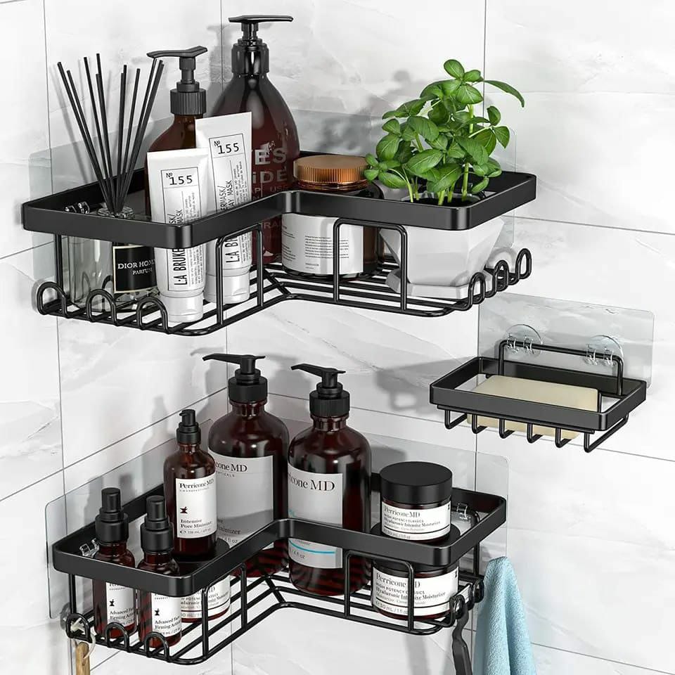 3pcs corner shower caddy  with soap dish