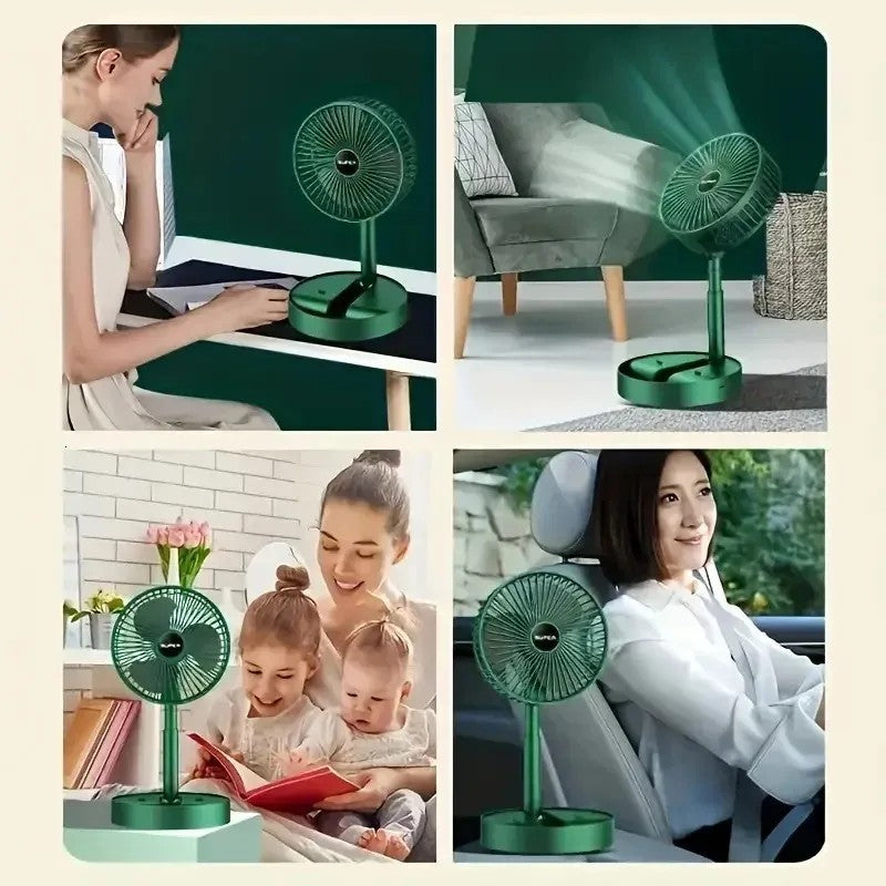 Desktop foldable fan, retractable folding fan table portable fan charging usb home low noise high duration standby 3 speed electric fan