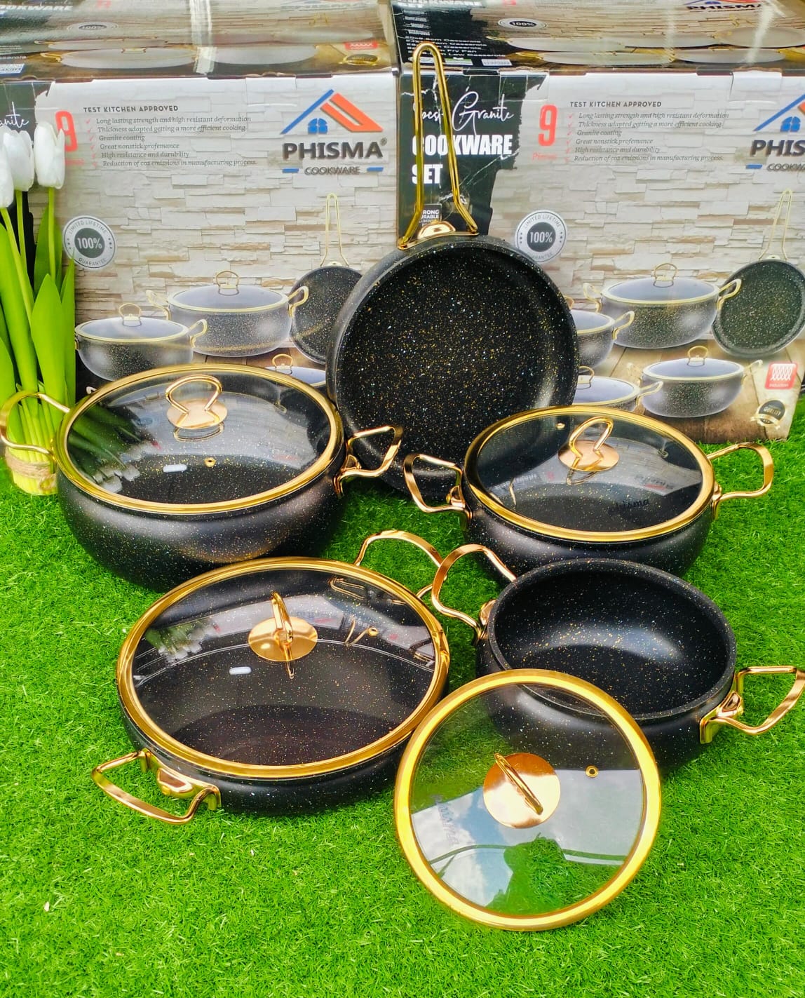 9PCS GRANITE COATING KITCHEN COOKWARE SET / Cooking pots