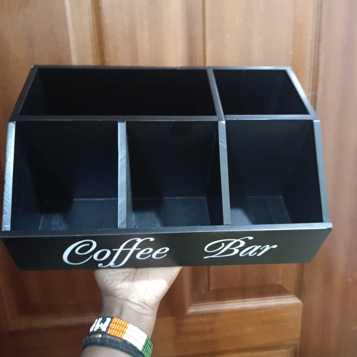 *5-Compartment Wooden Coffee Station Organizer