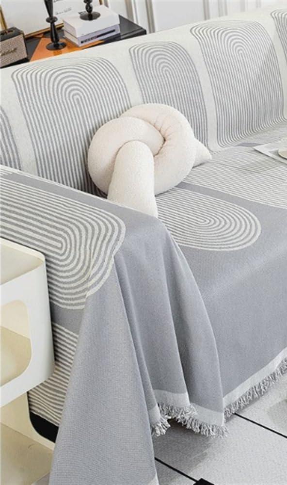 Chenille jacquard sofa cover with tassle