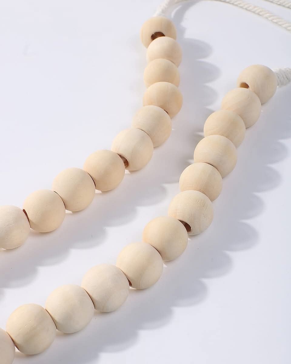 Magnetic 2pcs tassel curtain tie backs with wooden beads