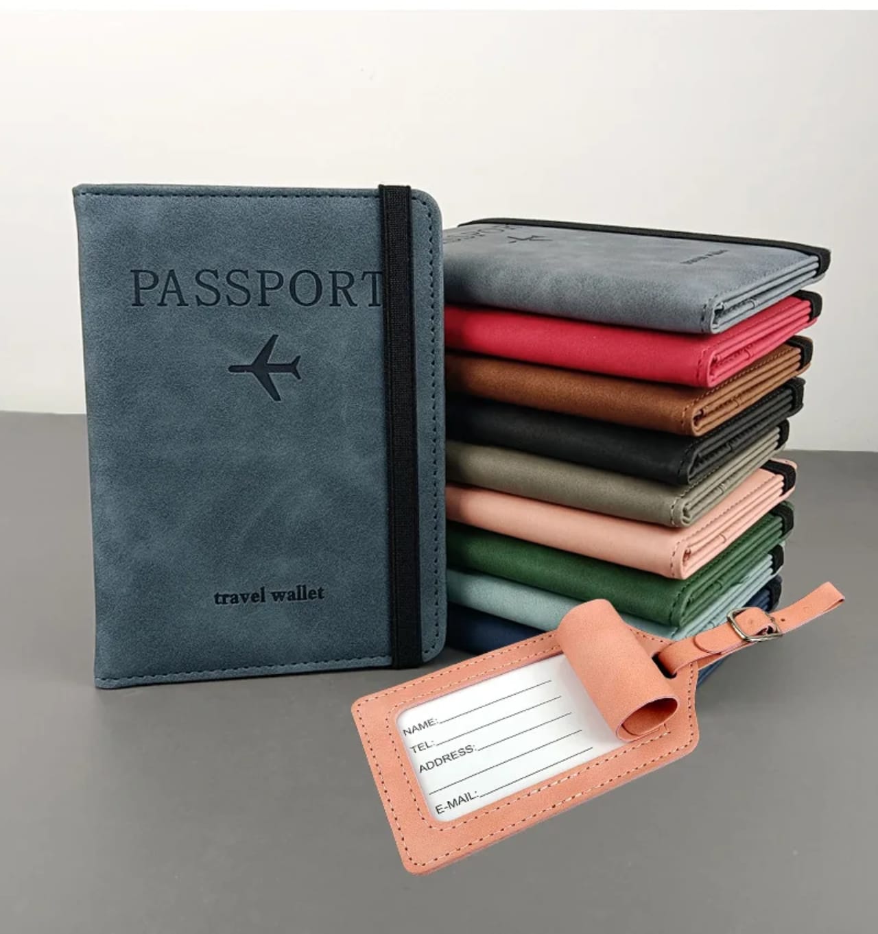 Passport Holder,Passport Cover  with RFID Blocker Plus Suitcase Tag