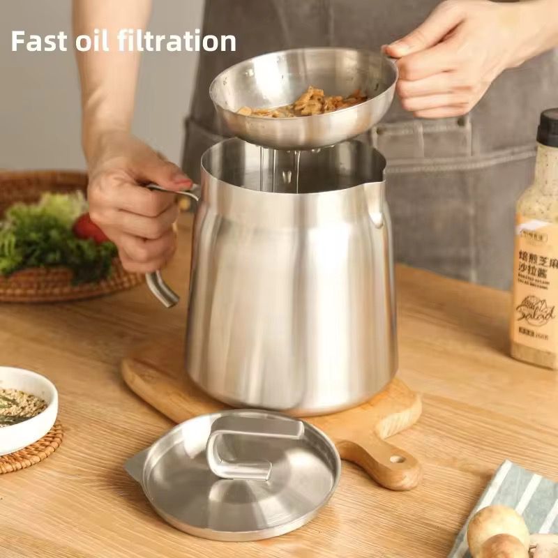 Stainless steel oil strainer pot with frying basket filter .
