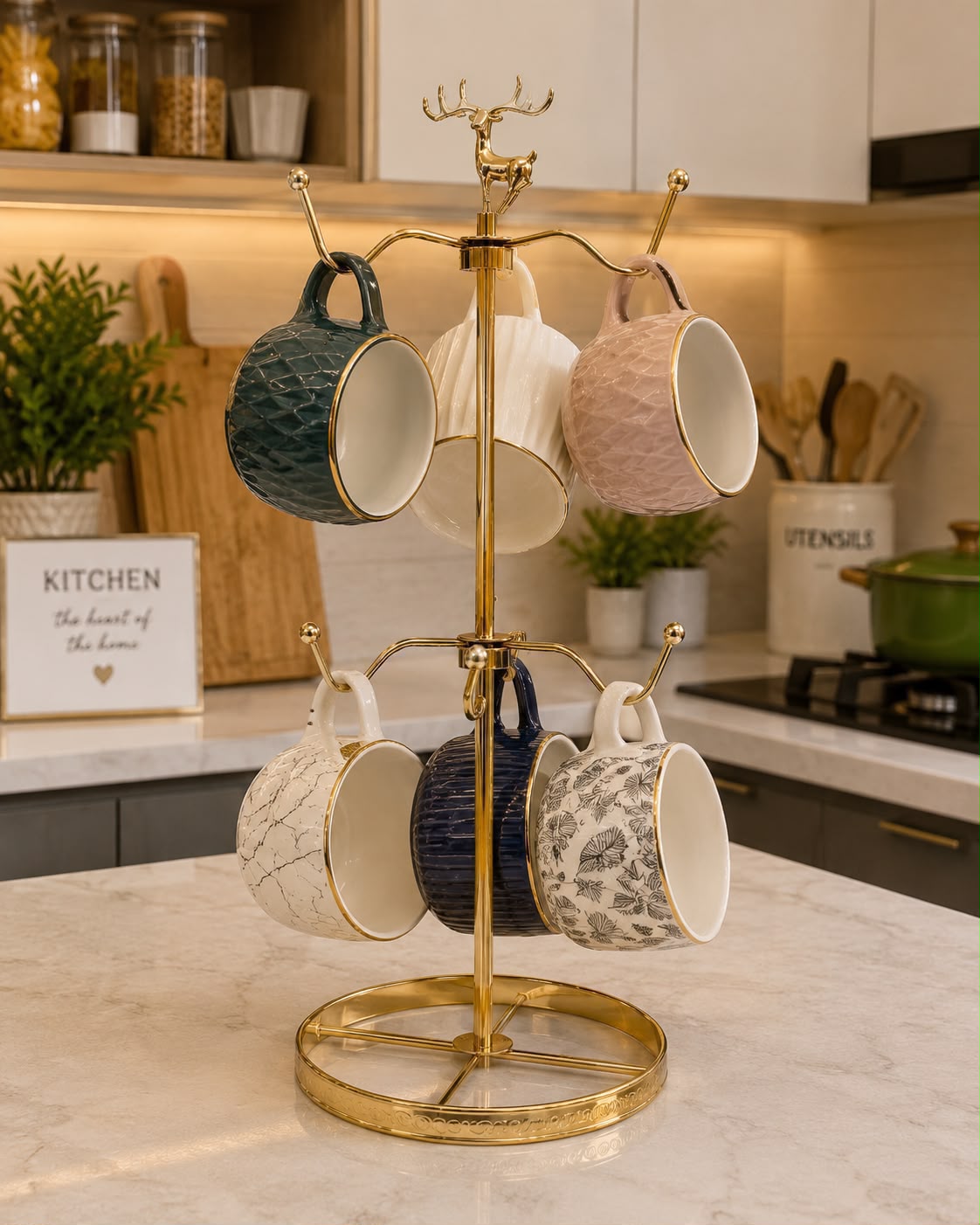 Gold 6-Cup Mug Stand