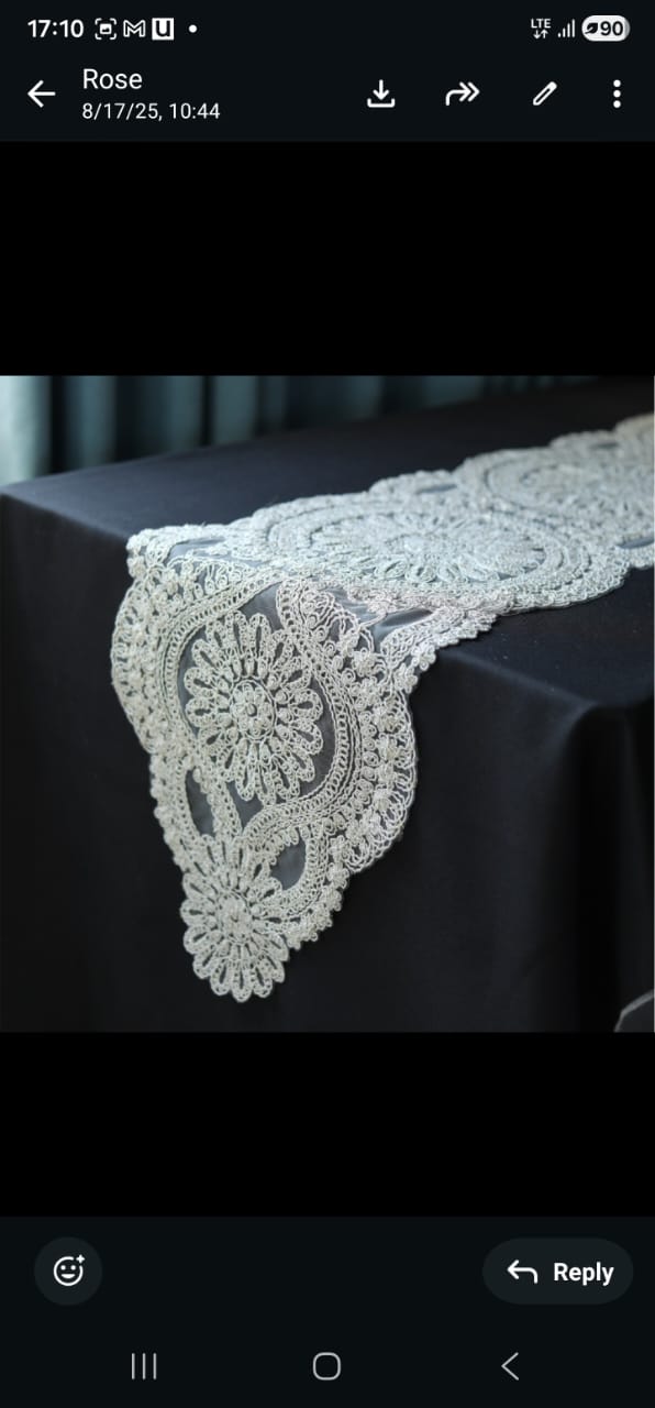 Modern Beige lace Handmade Embroided Table Runner