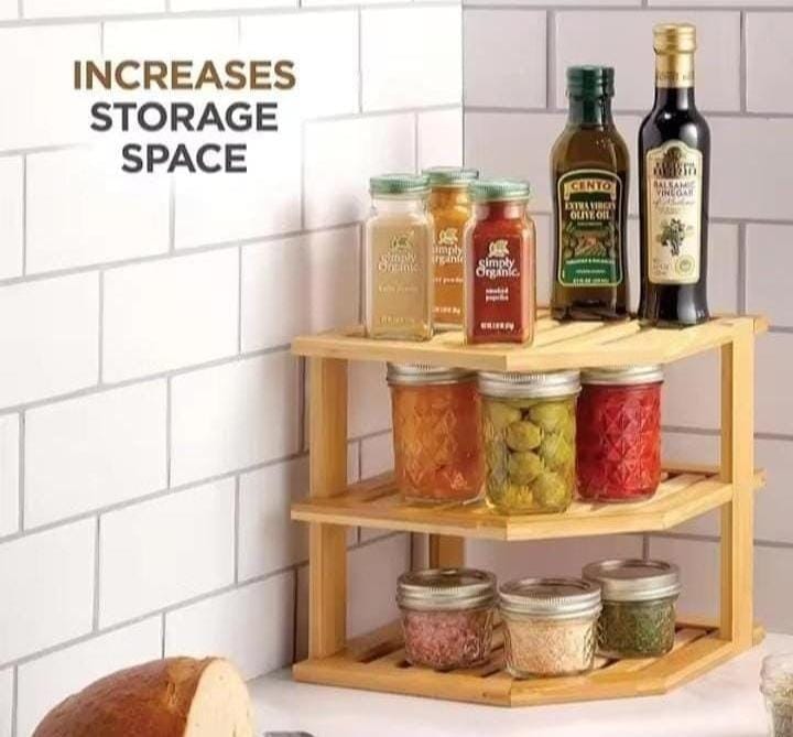 3 in 1 bamboo kitchen corner rack