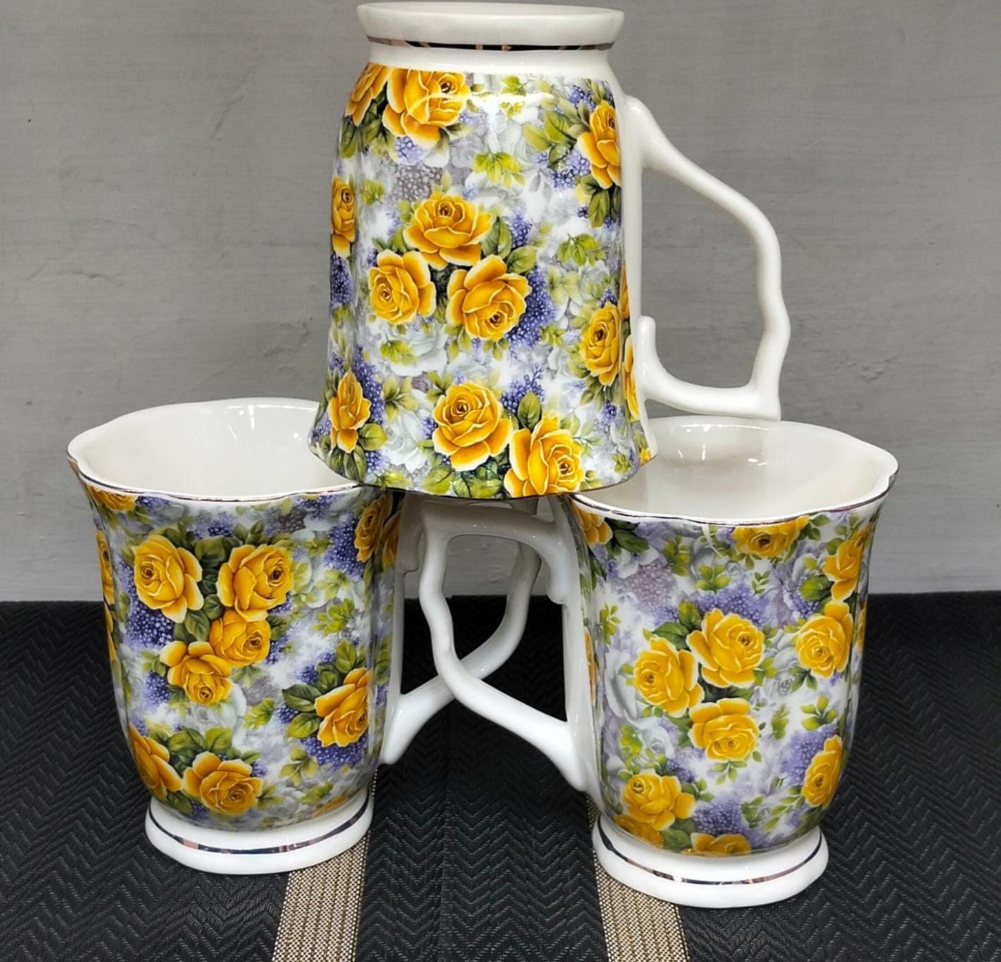 Bone china floral mugs