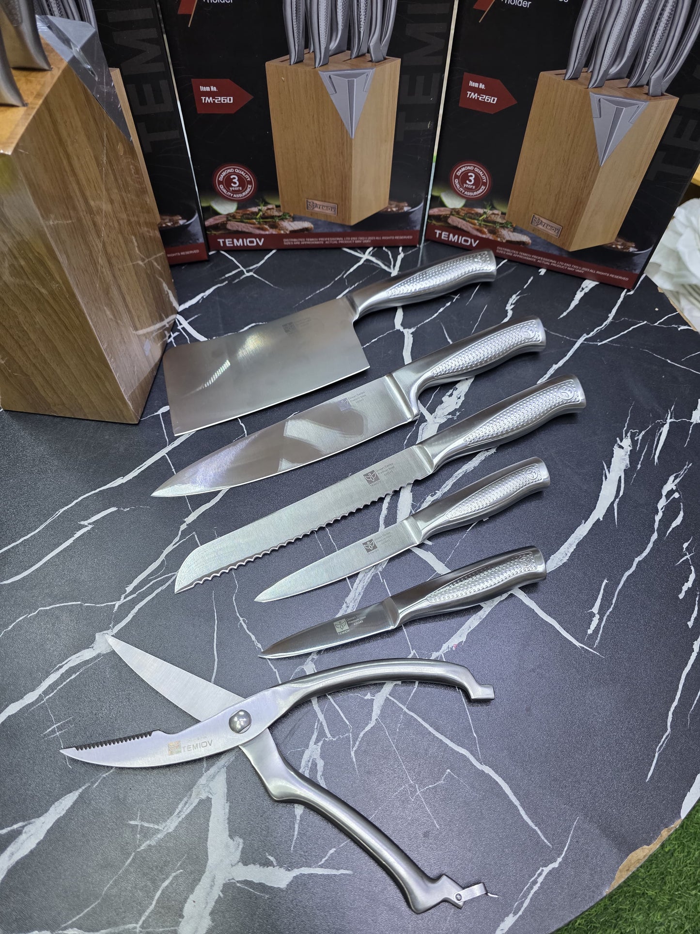 7pcs Set High quality Stainless Steel Knife Set with Hallow handle.