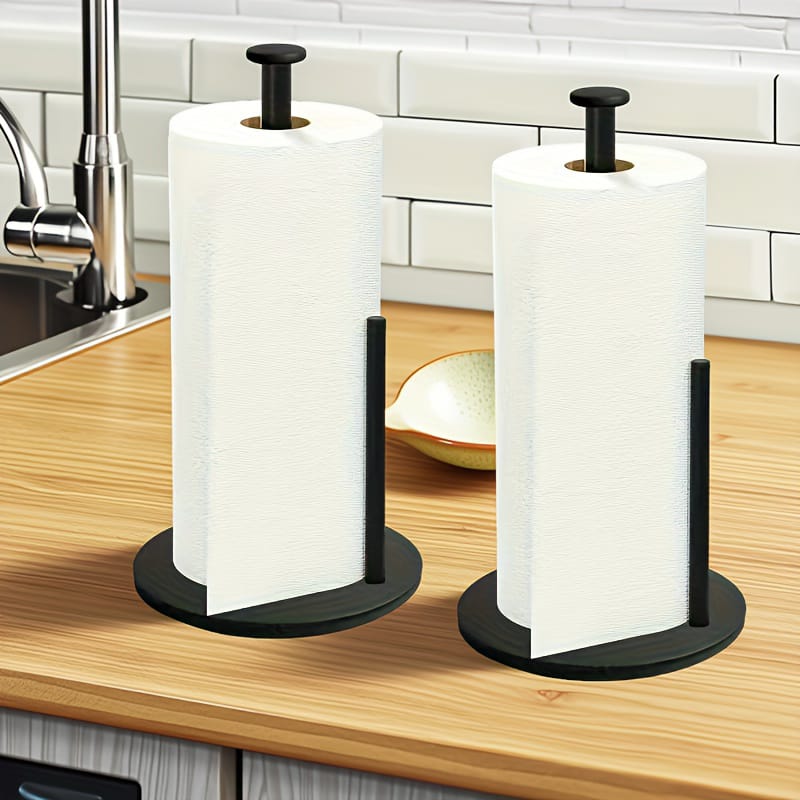 Stainless Steel Paper Towel Holder Weighted Base Vertical Kitchen Roll Dispenser Durable Non-slip Roll Organizer