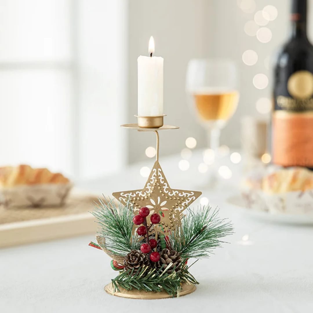 Christmas Candle Holder Santa Claus Elk tree Golden Iron Candlestick New Year Table Ornaments Xmas Gift Decor for home