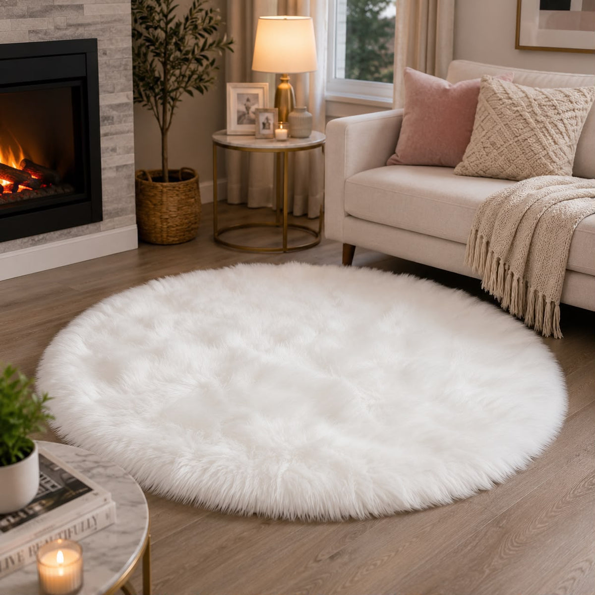 Fluffy shaggy bedside carpet