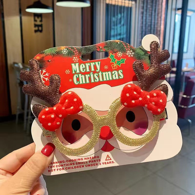Christmas Glasses Frame, Santa Glasses, Christmas Party Decorations with Card